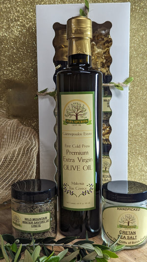 Olive Oil Gift Box Olive Oil, Sea Salt & Wild Mountain Oregano